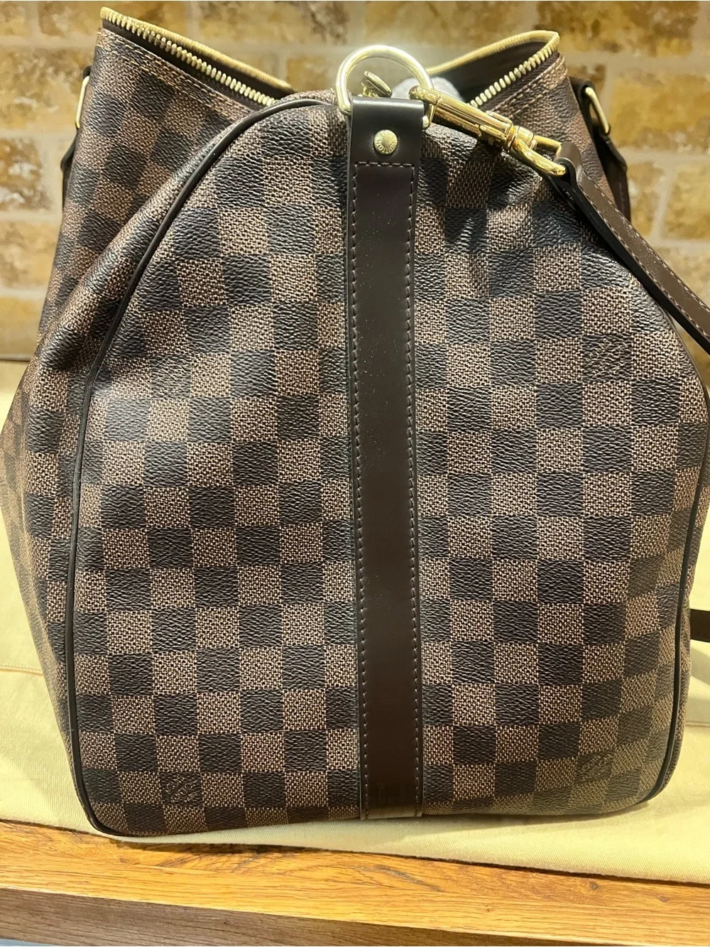Louis Vuitton Damier Ebene Checkered Duffel Bag - Brown